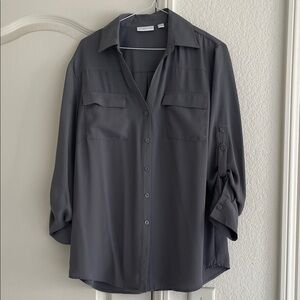 New York & Company Charcoal Button-Up Shirt